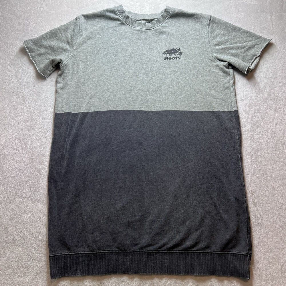 Roots Women’s Sweatshirt Dress Short Sleeve Size Large Gray
